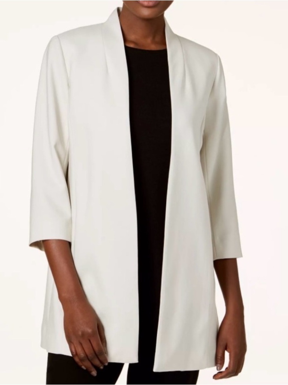 NWT Eileen Fisher Ivory Open-Front Longline Blazer